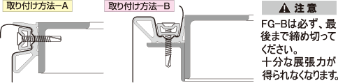 注意：FG-Bは必ず、最後まで締め切ってください。十分な展張力が得られなくなります。