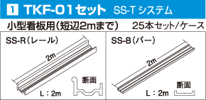 TKF-01セット SS-T システム　小型看板用（短辺2mまで）25本セット／ケース