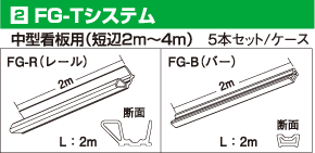 FG-Tシステム　中型看板用（短辺2m～4mまで）5本セット／ケース